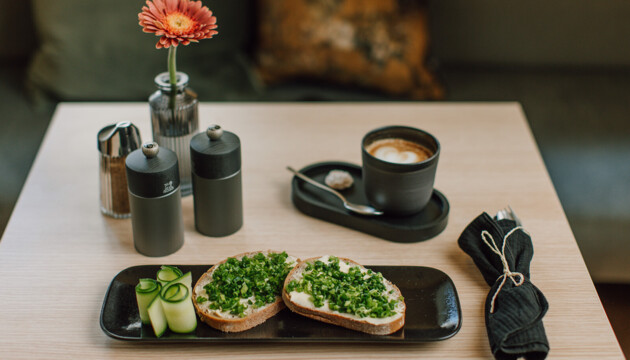 Austrian farmhouse bread with butter and chive.